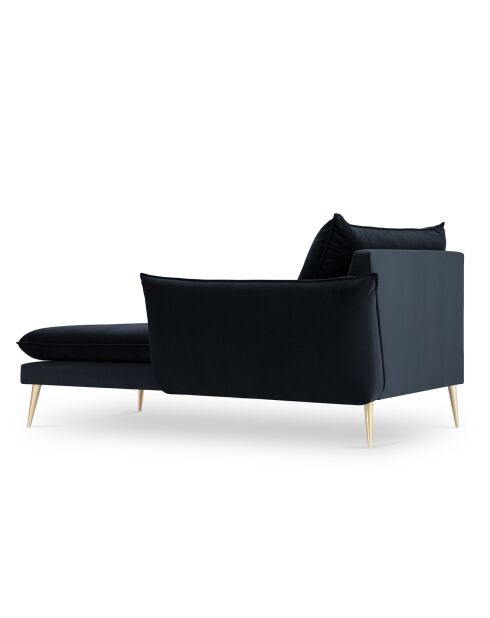 Méridienne Droite en velours Elio bleu foncé - 170x107x97 cm