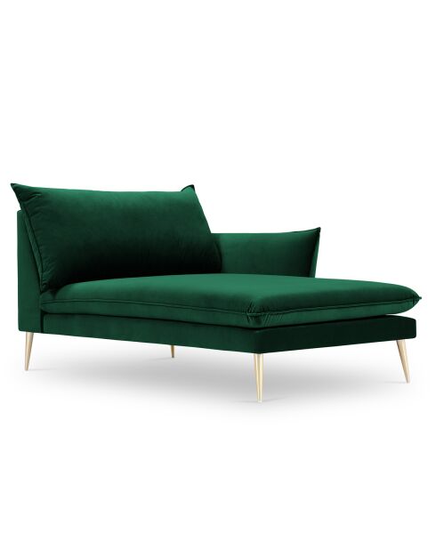 Méridienne Droite en velours Elio vert bouteille - 170x107x97 cm