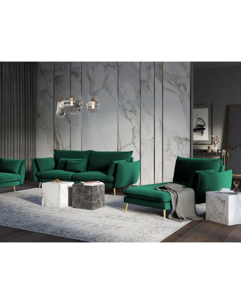 Divano letto dritto in velluto verde bottiglia Elio - 170x107x97 cm