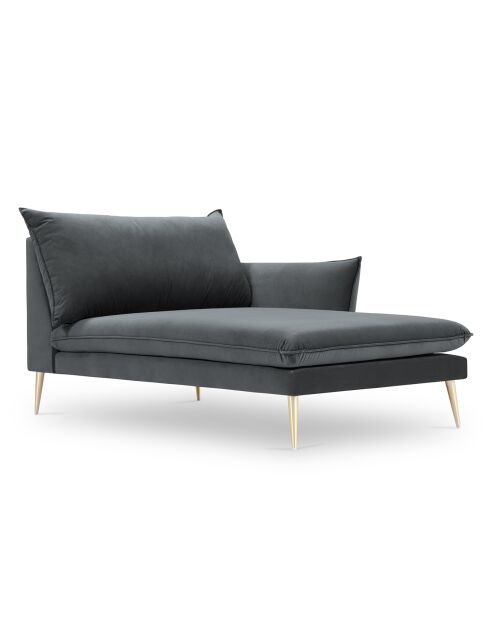 Méridienne Droite en velours Elio gris - 170x107x97 cm