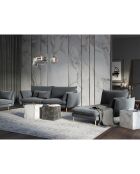 Méridienne Droite en velours Elio gris - 170x107x97 cm