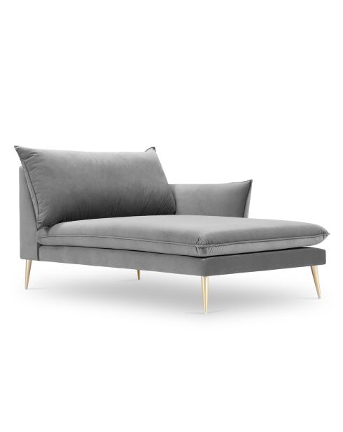 Méridienne Droite en velours Elio gris clair - 170x107x97 cm