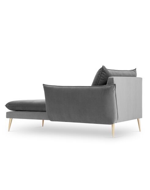 Méridienne Droite en velours Elio gris clair - 170x107x97 cm