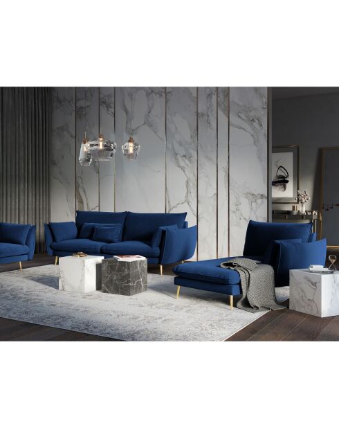 Méridienne Droite en velours Elio bleu roi - 170x107x97 cm