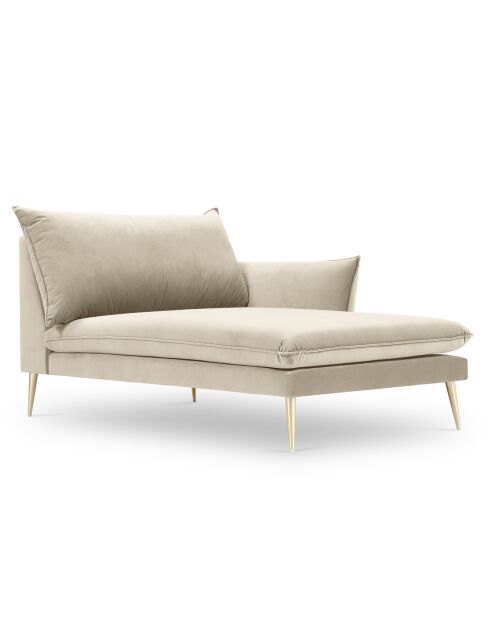 Méridienne Droite en velours Elio beige - 170x107x97 cm