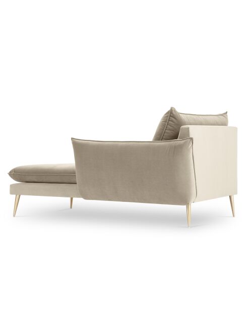 Méridienne Droite en velours Elio beige - 170x107x97 cm