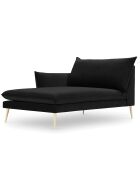 Méridienne Gauche en velours Elio noir - 170x107x97 cm