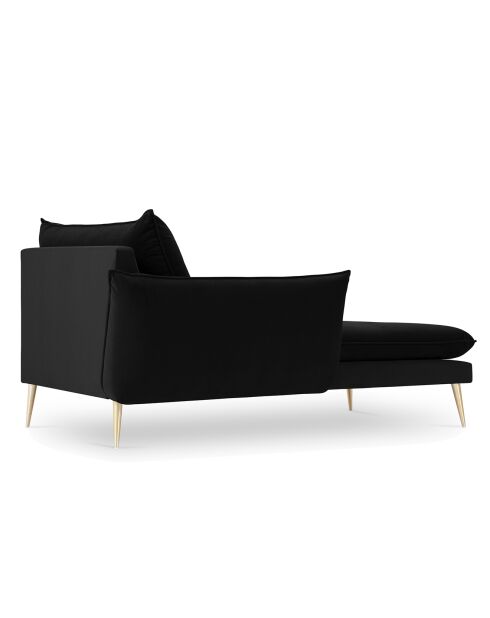 Méridienne Gauche en velours Elio noir - 170x107x97 cm