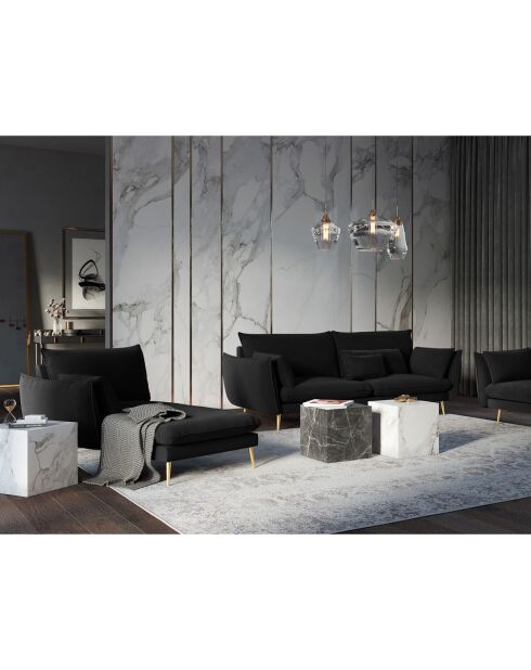 Elio linker Meridian aus schwarzem Samt - 170x107x97 cm