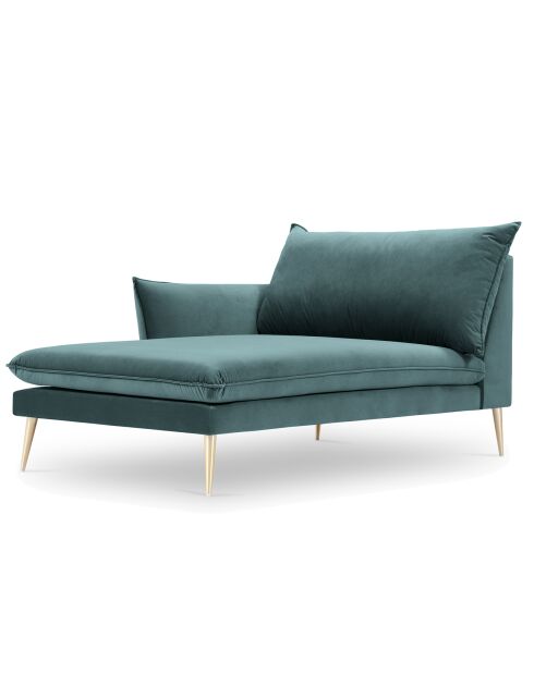 Divano letto sinistro Elio petrolio in velluto - 170x107x97 cm