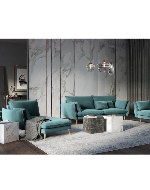 Divano letto sinistro Elio petrolio in velluto - 170x107x97 cm