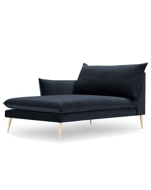 Méridienne Gauche en velours Elio bleu foncé - 170x107x97 cm