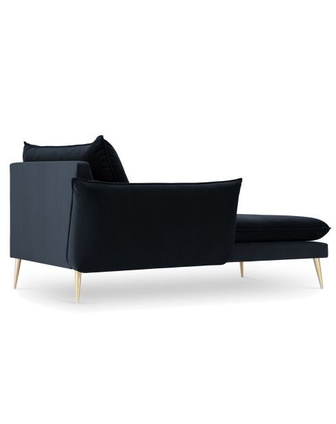Méridienne Gauche en velours Elio bleu foncé - 170x107x97 cm