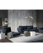 Méridienne Gauche en velours Elio bleu foncé - 170x107x97 cm
