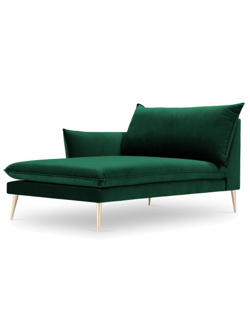 Méridienne Gauche en velours Elio vert bouteille - 170x107x97 cm