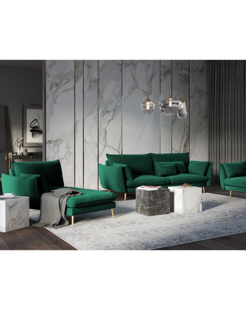 Méridienne Gauche en velours Elio vert bouteille - 170x107x97 cm