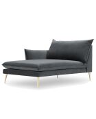 Méridienne Gauche en velours Elio gris - 170x107x97 cm