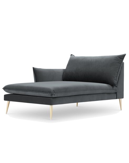 Méridienne Gauche en velours Elio gris - 170x107x97 cm