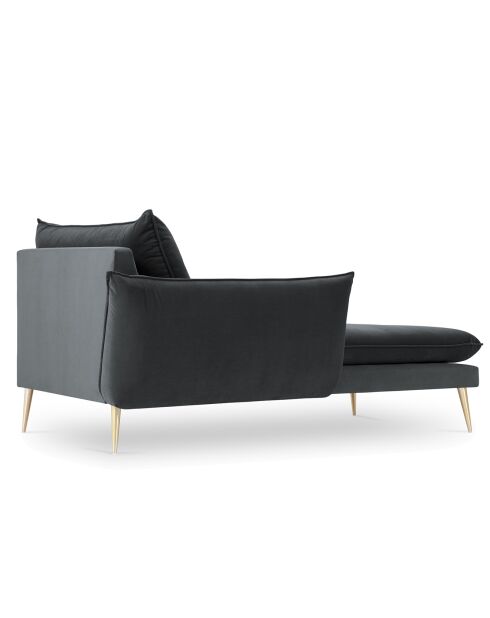 Méridienne Gauche en velours Elio gris - 170x107x97 cm