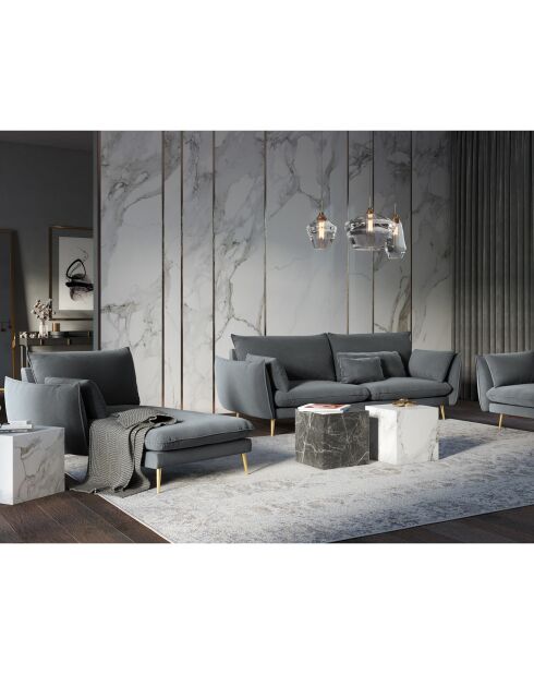 Meridiana sinistra Elio in velluto grigio - 170x107x97 cm