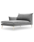 Méridienne Gauche en velours Elio gris clair - 170x107x97 cm