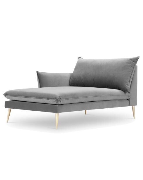 Méridienne Gauche en velours Elio gris clair - 170x107x97 cm