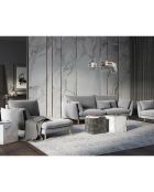 Méridienne Gauche en velours Elio gris clair - 170x107x97 cm