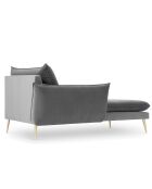 Méridienne Gauche en velours Elio gris clair - 170x107x97 cm