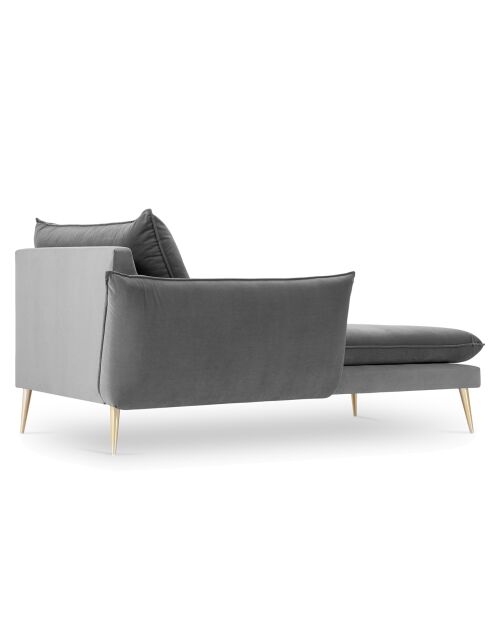 Méridienne Gauche en velours Elio gris clair - 170x107x97 cm
