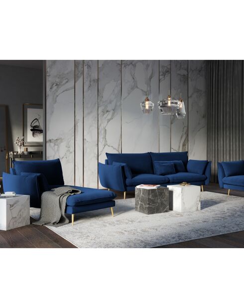 Meridiana sinistra Elio in velluto blu royal - 170x107x97 cm