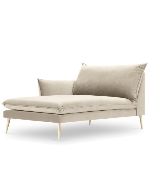 Méridienne Gauche en velours Elio beige - 170x107x97 cm