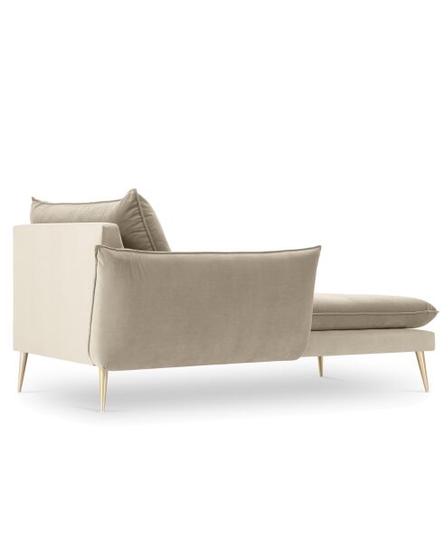 Méridienne Gauche en velours Elio beige - 170x107x97 cm