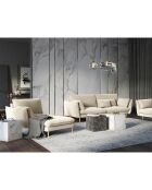 Méridienne Gauche en velours Elio beige - 170x107x97 cm