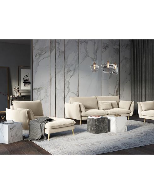 Méridienne Gauche en velours Elio beige - 170x107x97 cm