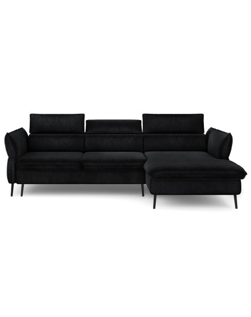 Canapé d'angle Droit Velours Convertible Avec Coffre De Rangement Valentina noir - 250x176x92 cm