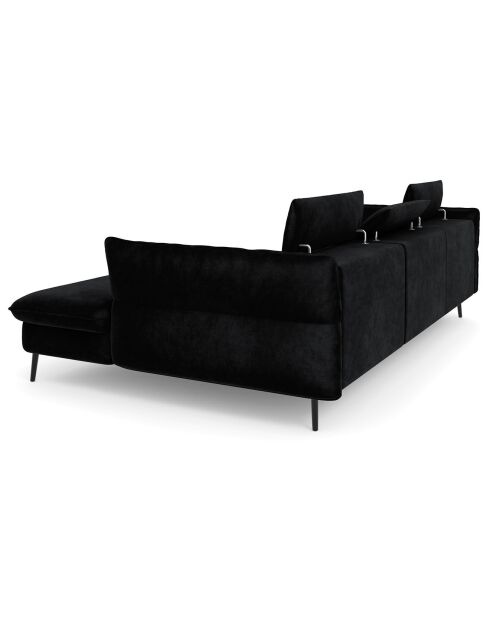 Canapé d'angle Droit Velours Convertible Avec Coffre De Rangement Valentina noir - 250x176x92 cm