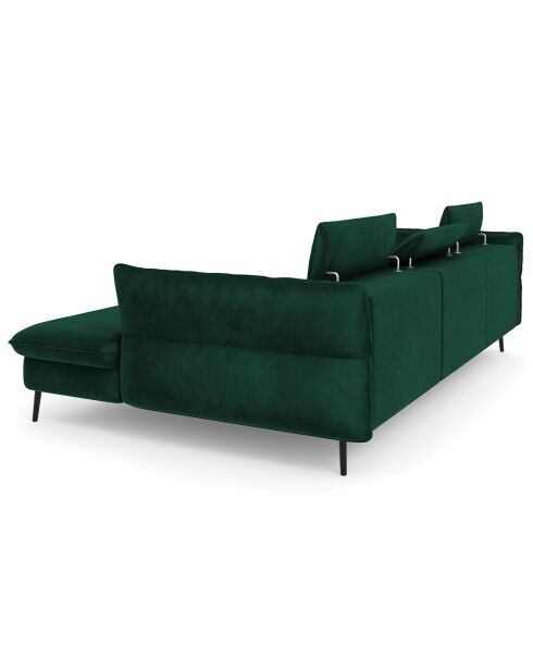 Canapé d'angle Droit Velours Convertible Avec Coffre De Rangement Valentina vert bouteille - 250x176x92 cm