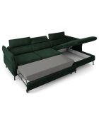 Canapé d'angle Droit Velours Convertible Avec Coffre De Rangement Valentina vert bouteille - 250x176x92 cm