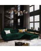 Canapé d'angle Droit Velours Convertible Avec Coffre De Rangement Valentina vert bouteille - 250x176x92 cm