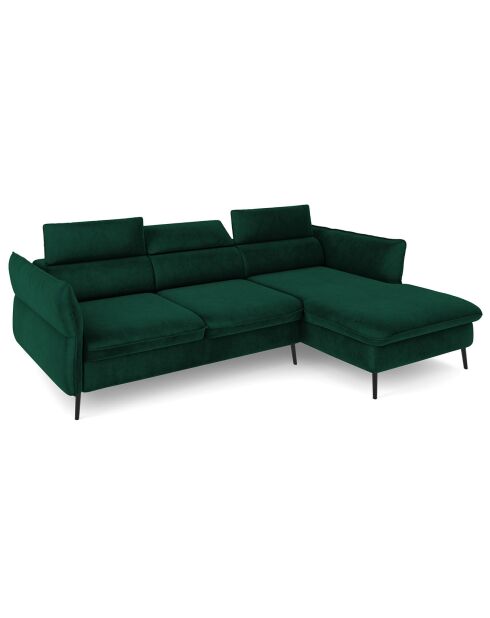 Canapé d'angle Droit Velours Convertible Avec Coffre De Rangement Valentina vert bouteille - 250x176x92 cm