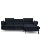 Canapé d'angle Droit Velours Convertible Avec Coffre De Rangement Valentina bleu foncé - 250x176x92 cm