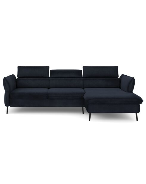 Canapé d'angle Droit Velours Convertible Avec Coffre De Rangement Valentina bleu foncé - 250x176x92 cm