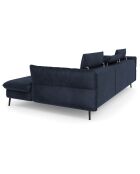 Canapé d'angle Droit Velours Convertible Avec Coffre De Rangement Valentina bleu foncé - 250x176x92 cm