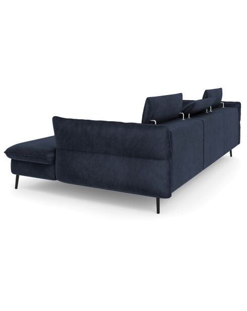 Canapé d'angle Droit Velours Convertible Avec Coffre De Rangement Valentina bleu foncé - 250x176x92 cm