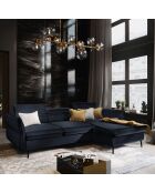 Canapé d'angle Droit Velours Convertible Avec Coffre De Rangement Valentina bleu foncé - 250x176x92 cm