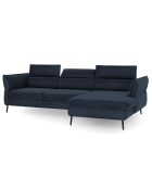 Canapé d'angle Droit Velours Convertible Avec Coffre De Rangement Valentina bleu foncé - 250x176x92 cm