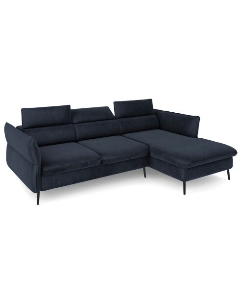 Canapé d'angle Droit Velours Convertible Avec Coffre De Rangement Valentina bleu foncé - 250x176x92 cm