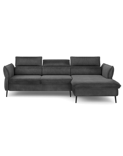 Canapé d'angle Droit Velours Convertible Avec Coffre De Rangement Valentina gris foncé - 250x176x92 cm