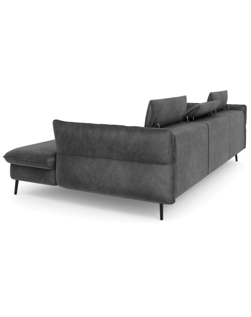 Canapé d'angle Droit Velours Convertible Avec Coffre De Rangement Valentina gris foncé - 250x176x92 cm