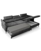Canapé d'angle Droit Velours Convertible Avec Coffre De Rangement Valentina gris foncé - 250x176x92 cm